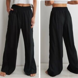 Aerie Gauzy High Waisted Pool to Party Pull on Pants NWOT Black sz XS